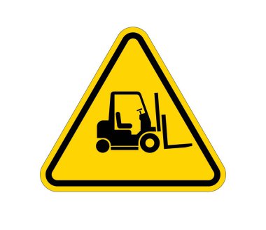 Sarı üçgen işareti ile forklift silueti