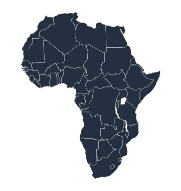 Ayrılmış ülkelerle ayrıntılı Afrika haritası