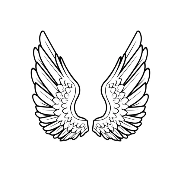 Classic Beautiful Angel Wings Upright — Stock Vector