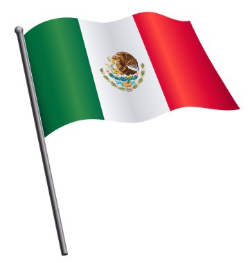 Bayrak direğinde dalgalanan Meksika bayrağı