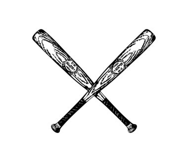 twin crossed vintage baseball bats clipart