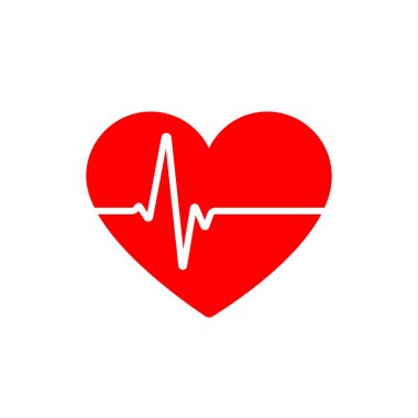 Kardiyogram nabzı olan klesik kırmızı aşk kalbi
