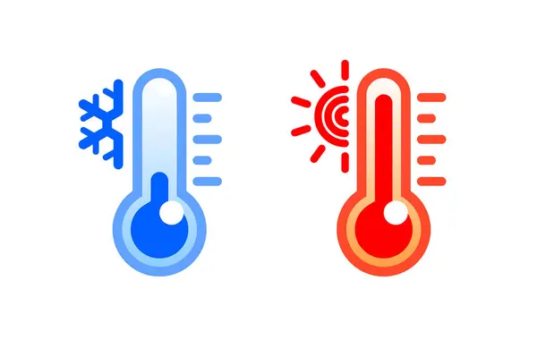 Ícone Termômetro Definido Frio Quente — Vetor de Stock
