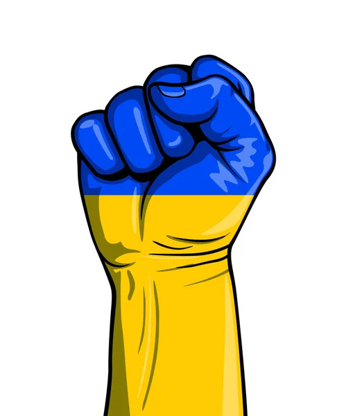 Erhobene Faust Mit Ukrainischer Flagge — Stockvektor