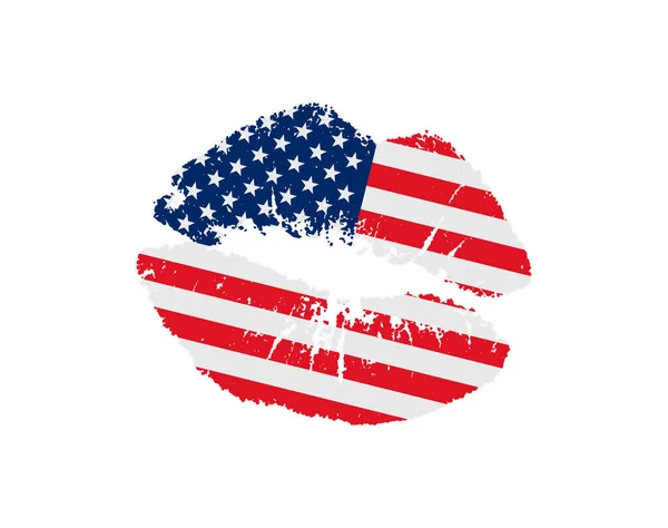 Csók Ajkak Jel Usa Zászló — Stock Vector