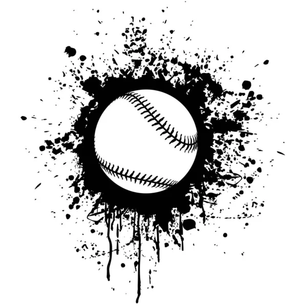 Beisebol Com Tinta Preta Grungy — Vetor de Stock