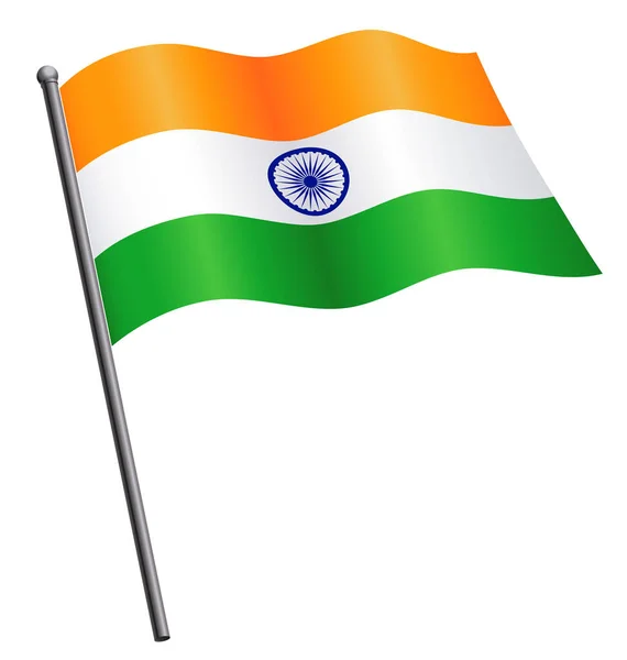 India Flag Flying Flagpole — Stock Vector