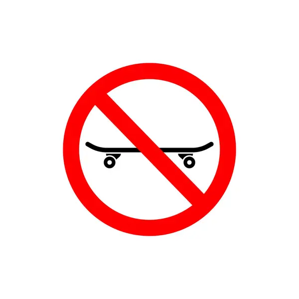 Pas Symbole Panneau Skateboard Cercle Rouge — Image vectorielle