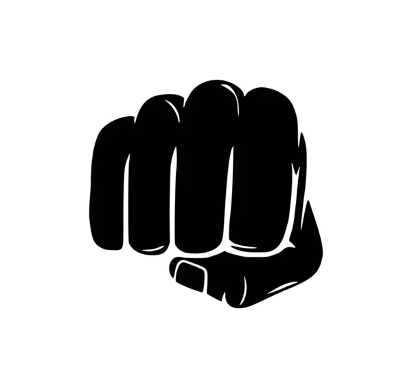 Fist Front View Black Silhouette — Stock Vector