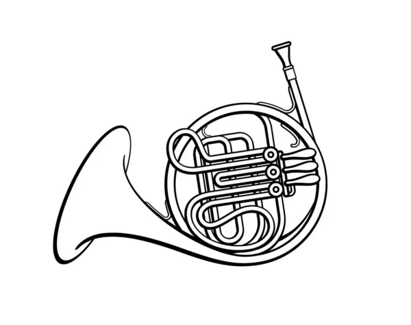 Fransk Horn Orkester Messing Instrument – stockvektor