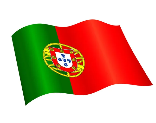 Accurate Correct Portuguese Flag Flying — Stock Vector