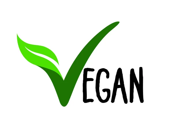 Veganer Blatt Häkchen Machen Logo Symbol — Stockvektor
