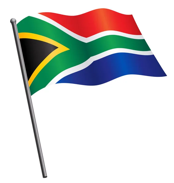 Flaga Afryki Południowej Maszcie Flagowym — Wektor stockowy