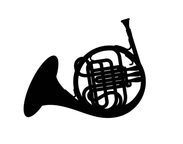 Silueta Instrumento Musical Orquestal Bronce Cuerno Francés — Archivo Imágenes Vectoriales