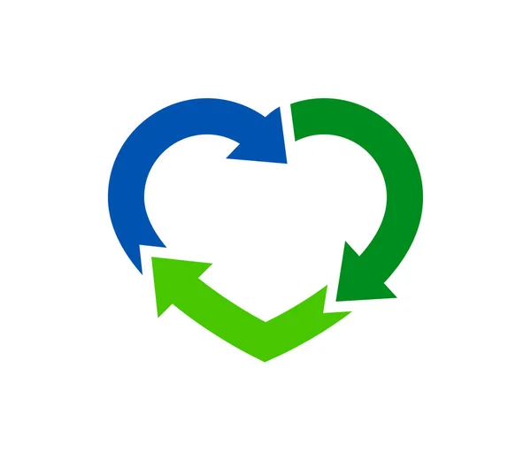 Символ Зеленого Вторичного Сырья Форме Сердца Любви Стоковая Иллюстрация