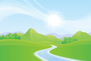 Güzel çayırlar ve dağlar.