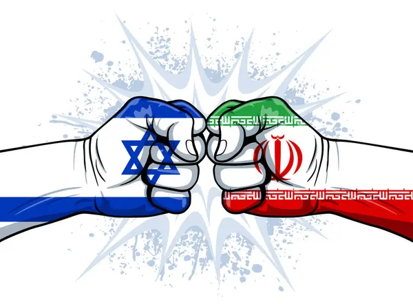 stock vector israel iran tension conflict punching fists