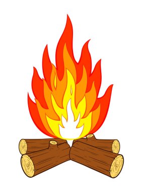 Basit bir çizgi film yakma kamp ateşi