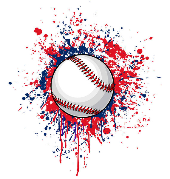 бейсбол с ворчливым красно-синими чернилами краски брызги эмблемы символа вектор изолирован на прозрачном фоне