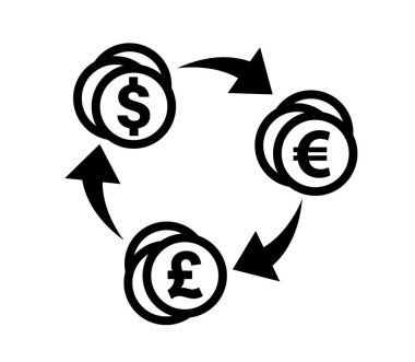 Para değişimi dolarları £££transparan arkaplan üzerinde sembol vektörü