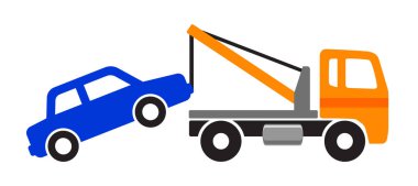 Basit bir çekici çekici çekici araç silueti yan görünüm simgesi vektörünü şeffaf arkaplanda izole etti