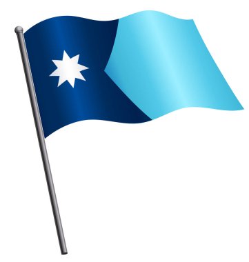 Yeni Minnesota MN eyalet bayrağı bayrak direğinde şeffaf arkaplanda dalgalanıyor