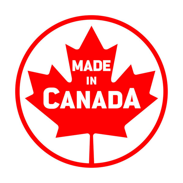 Made in Canada maple leaf logo round circle icon red canadian vector isolated on transparent background
