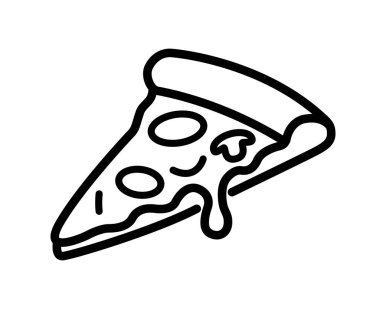 Basit bir pizza dilimi çizgi çizimi simge sembolü vektörü şeffaf arkaplanda izole edildi
