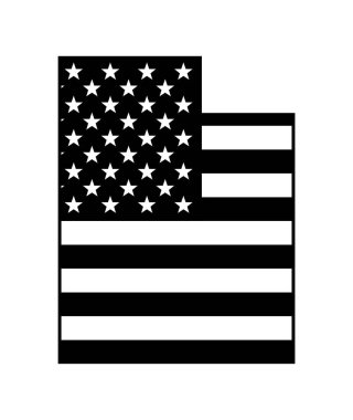 Utah ut şekil haritası ABD bayrağı ile sadeleştirilmiş siyah beyaz vektör şeffaf arkaplan izole