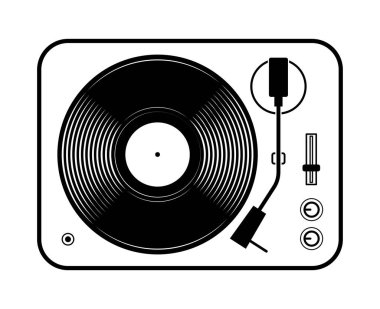 simple classic black vinyl music lp record player turntable symbol vector isolated on transparent background clipart