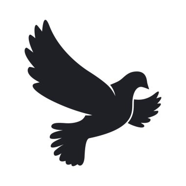 Güzel uçan güvercin güvercin kuşu uzanmış kanat silueti vektörü şeffaf arkaplanda izole edilmiş.