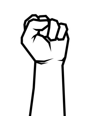 Yumruk ana hatlarını yükseltti. Şeffaf arkaplanda izole edilmiş geometrik çizim vektörü.