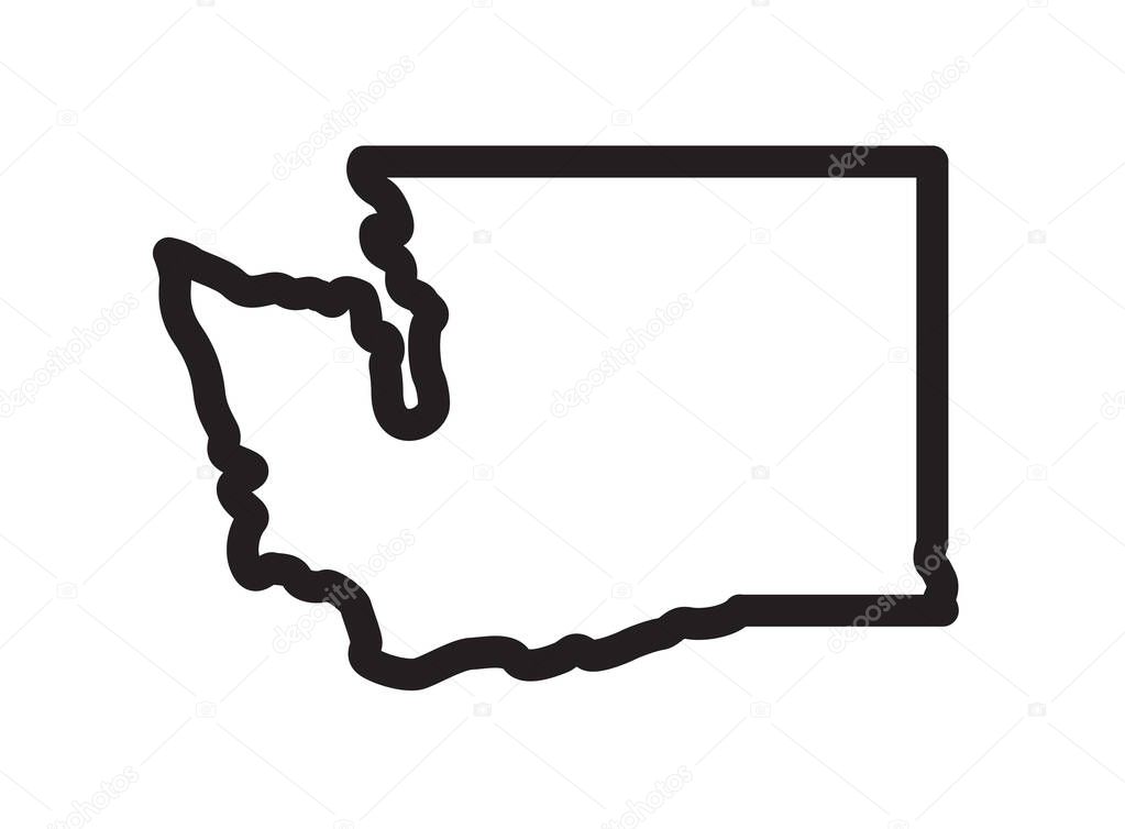 Washington WA state map shape outline silhouette simplified USA vector isolated on transparent background