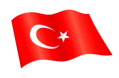 Türkiye bayrağının doğru dalgalanan dalgalanan vektörü şeffaf arkaplanda izole edildi.
