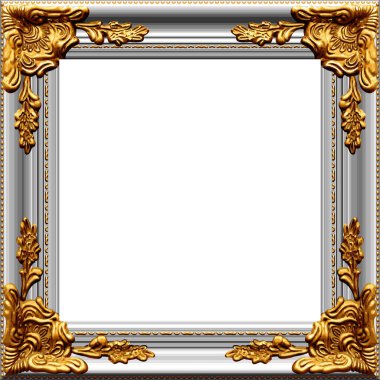 güzel gerçekçi kare altın yaldızlı altın resim çerçeve portre vektörü şeffaf arkaplan izole