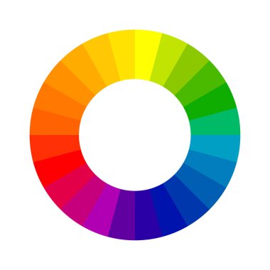 Klasik renk teorisi çember tasarım vektörü şeffaf arkaplanda izole edildi