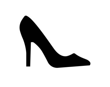 Saydam arkaplanda izole edilmiş klasik yüksek topuklu ayakkabı silueti sembolü vektörü