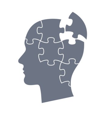 soyut baş yapboz parçaları siluet simgesi şeffaf arkaplan çizimi üzerinde izole