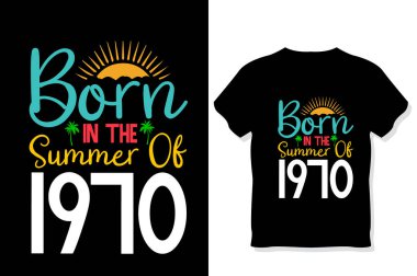  Yaz Typography T-Shirt Design 'da doğmuş. Yazdan alıntılar dizayn mektupları.