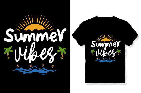 夏のTシャツ 夏のタイポグラフィTシャツデザイン 夏の引用デザインレタリング — ストックベクタ