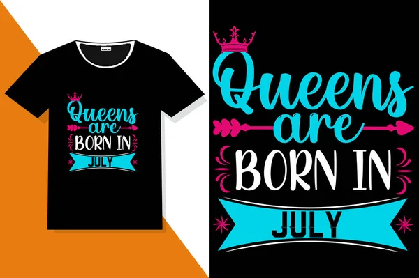 인기있는 퀸들은 티셔츠 디자인으로 태어난다 — 스톡 벡터
