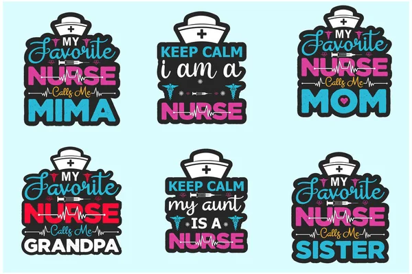 Hemşire Etiketi Hemşire Etiketi Hemşire Etiketi Hemşire Yaşam Etiketi Hemşireler — Stok Vektör