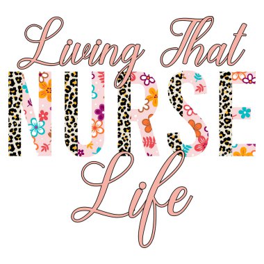 Retro dalgalı hemşire tipografi tişörtü tasarımı