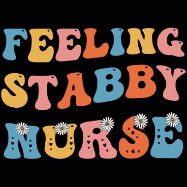 Retro dalgalı hemşire tipografi tişörtü tasarımı