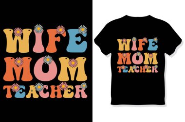 Harika Retro dalgalı Öğretmen tipografi tişörtü tasarımı