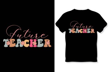 Harika Retro dalgalı Öğretmen tipografi tişörtü tasarımı