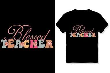 Harika Retro dalgalı Öğretmen tipografi tişörtü tasarımı