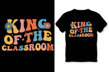 Groovy Retro wavy Teacher typography T shirt design clipart