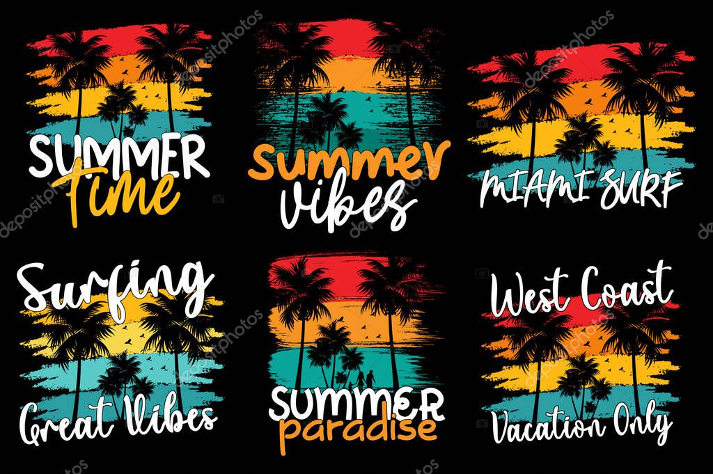 Retro Vintage summer T-shirt Design, summer beach vacation t shirts, summer surfing t-shirt vector design