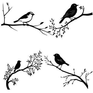 Kuş siluet vektörü kümesi
